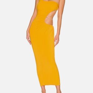 Weworewhat Snake Chain Jersey Knit Cutout Maxi Dress | Tangerine